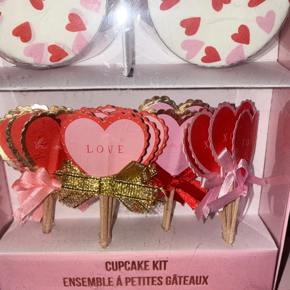 Meri Meri Heart Cupcake Kit with Pink and Red Accents Valentines Day